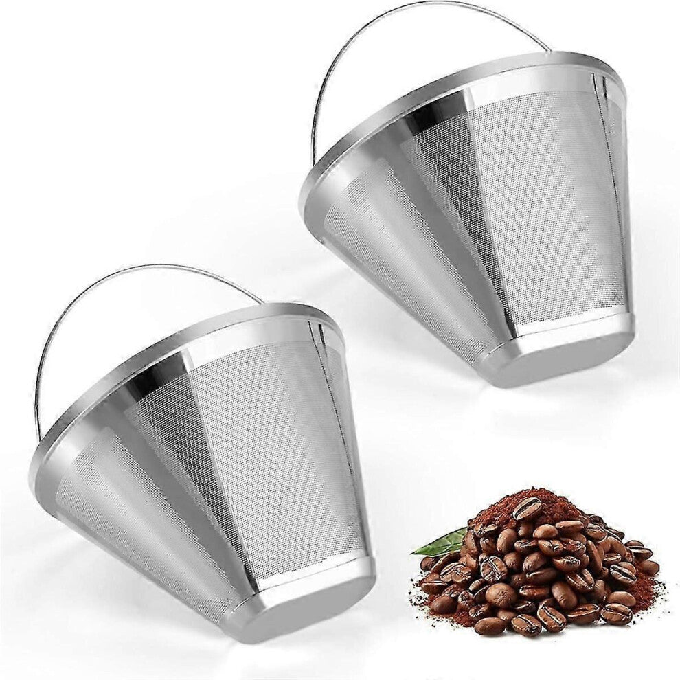 (As show, One size) Stainless Steel Coffee Filter, Suitable compatible with Coffee Filter Replacement, 4 Cone Permanent Coffee Filter 2Pcs