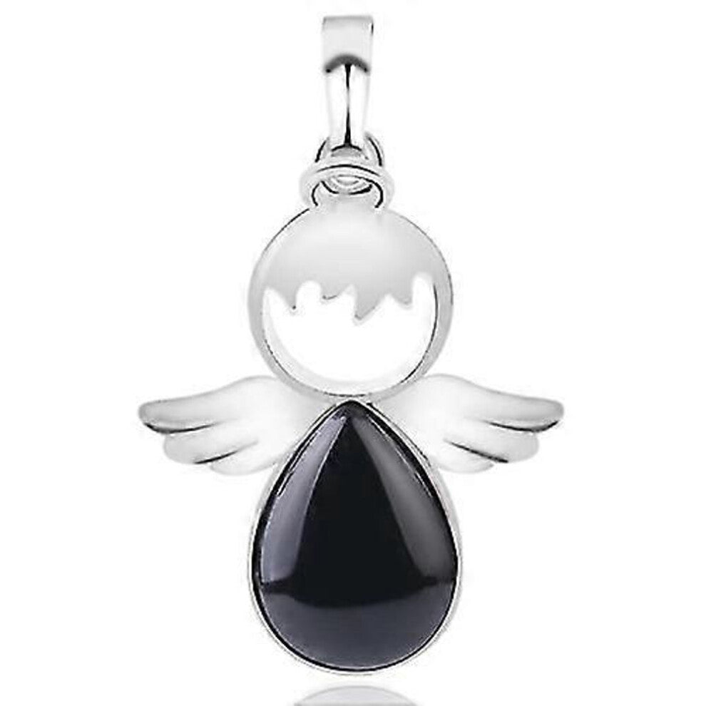 Women Angel Wings Pendants Natural Crystal Stone Necklaces(-zou