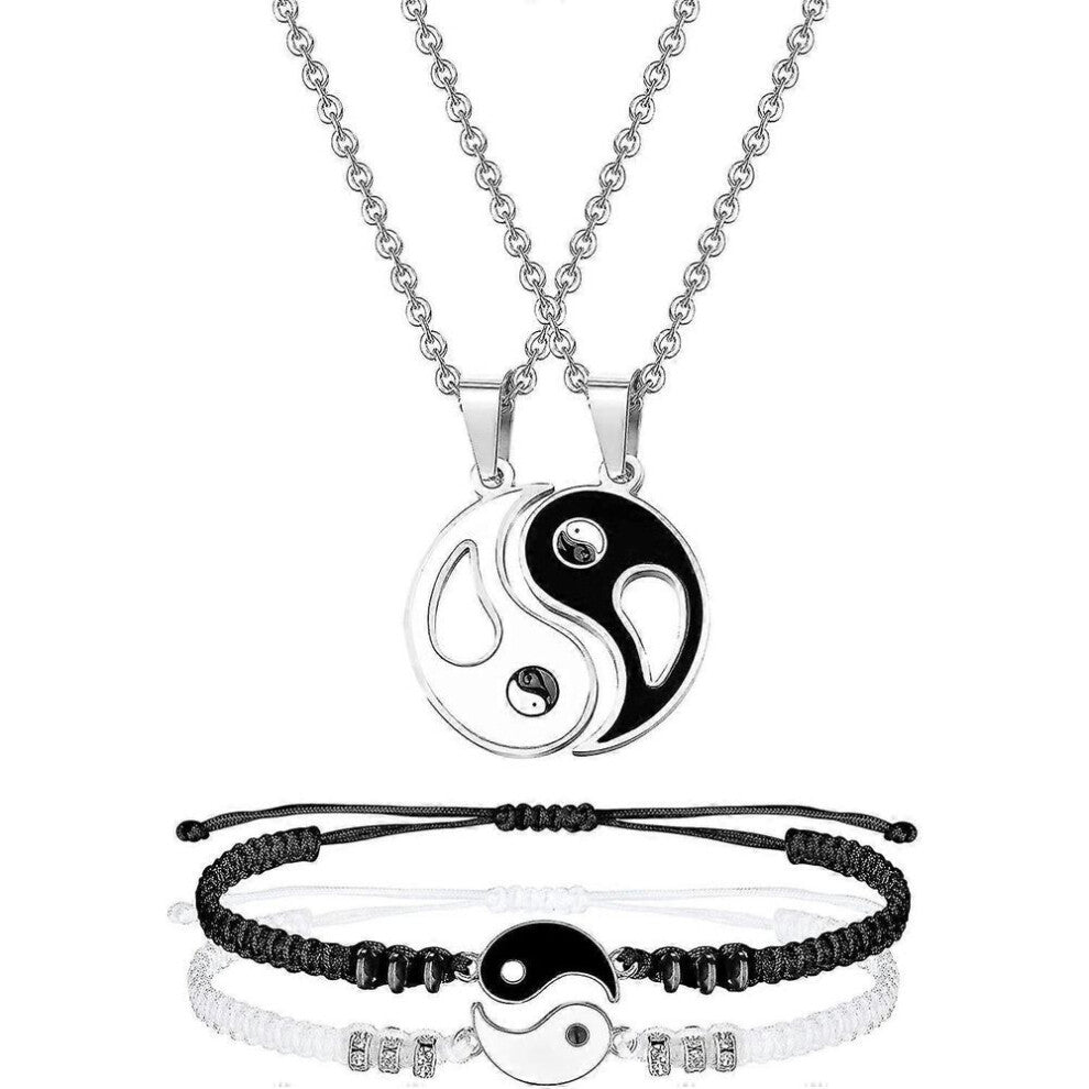 Necklace Bracelet Set For Couple Adjustable Cord Puzzle Pendant Necklace Chain Set Gift For For Friendship Boyfriend Girlfriend