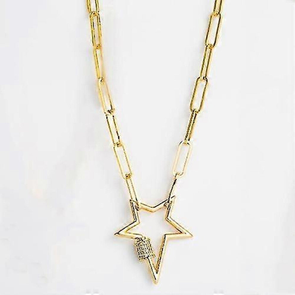 Women Fashion Star Pendant Copper Zircon Necklace(-z