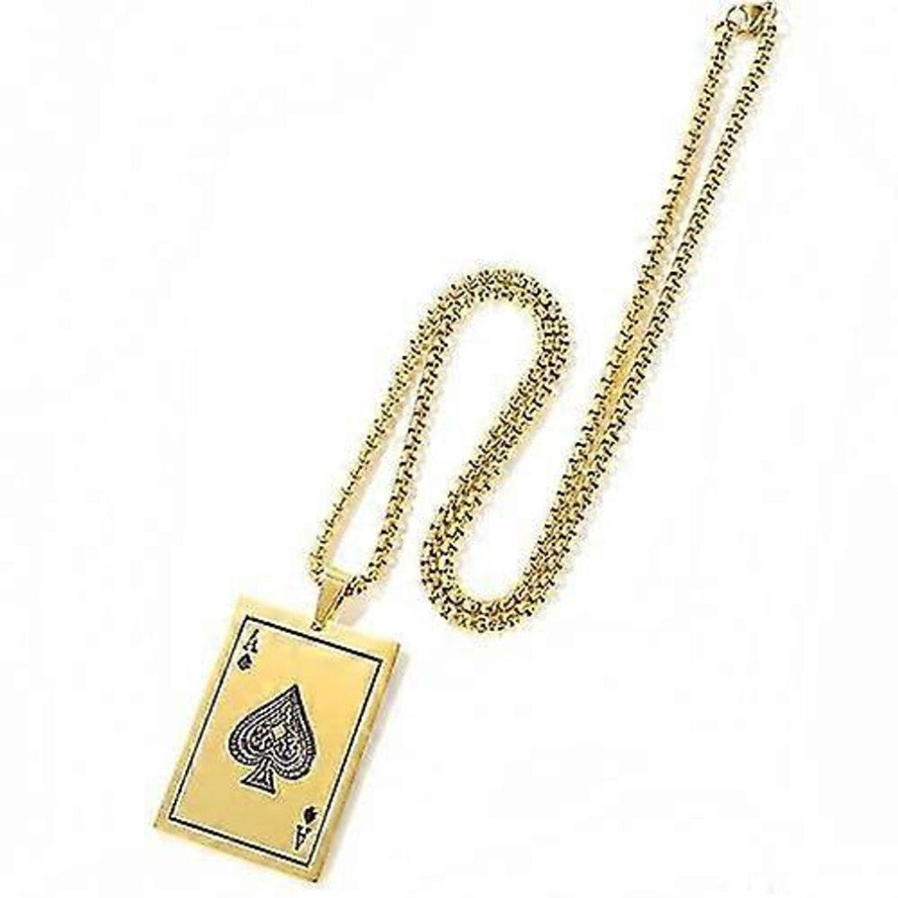 Opk 1670 All-match Titanium Steel Spade A Playing Card Pendant Personality Men Necklace-zc
