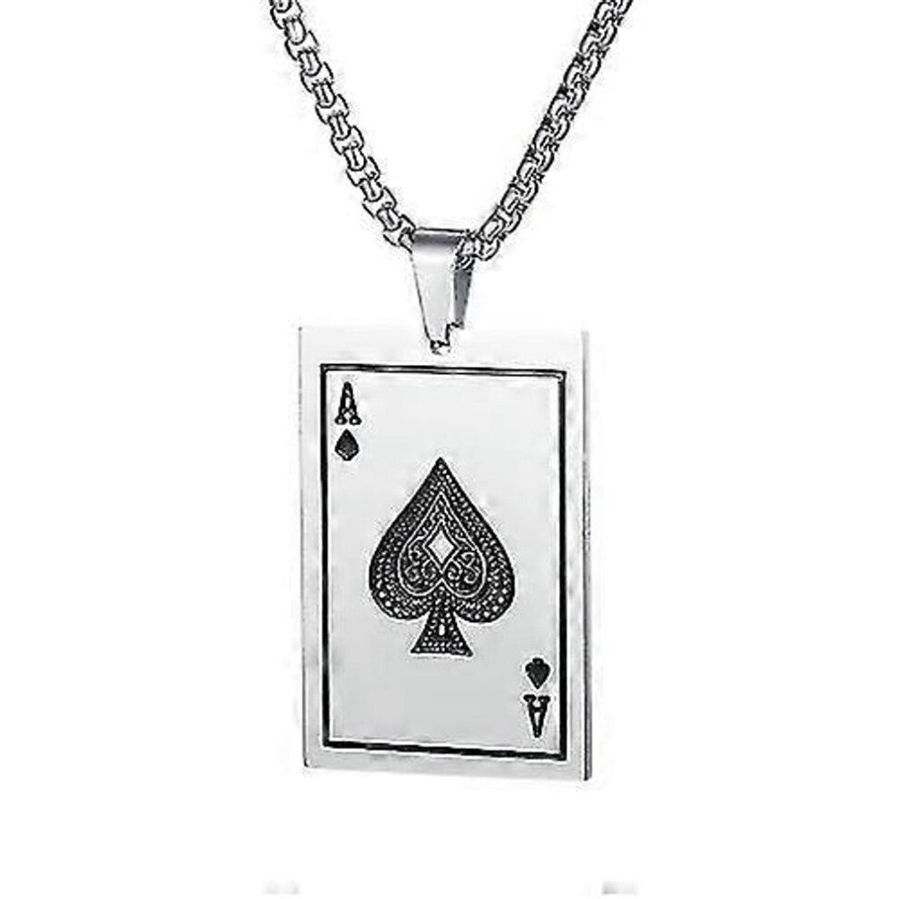 Opk 1670 All-match Titanium Steel Spade A Playing Card Pendant Personality Men Necklace(-z