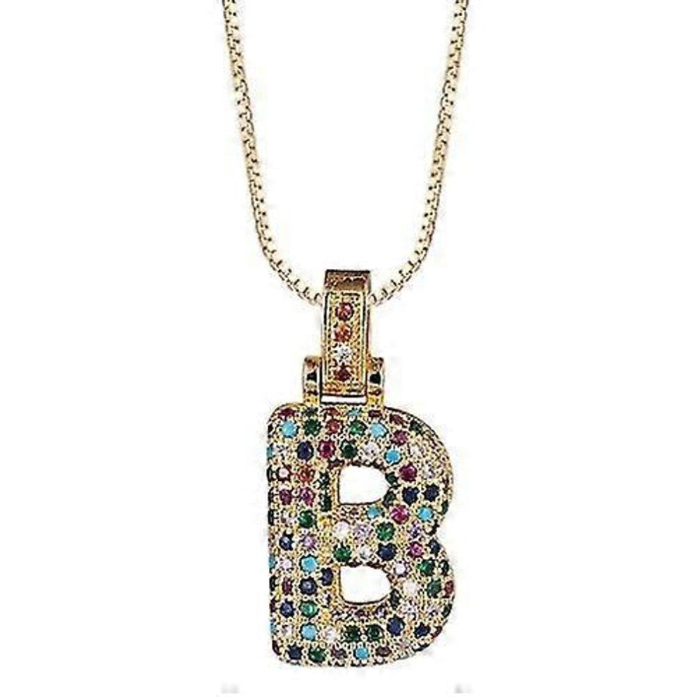Micro-inlaid Colorful Zircon 26 English Letters Necklace(-z