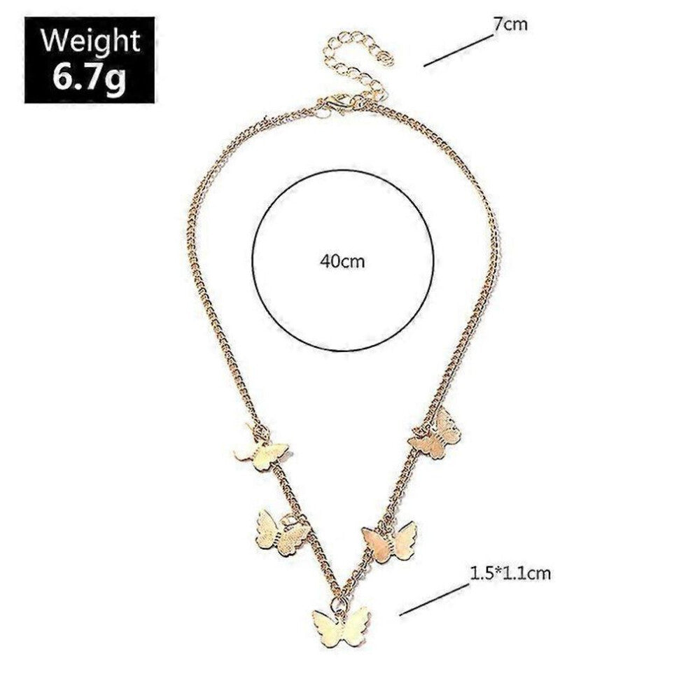 European And American Fashion Necklace Cute Butterfly Pendant Necklace Flying Butterfly Pendant Ladies Temperament Collarbone Necklace Birthday Gift (