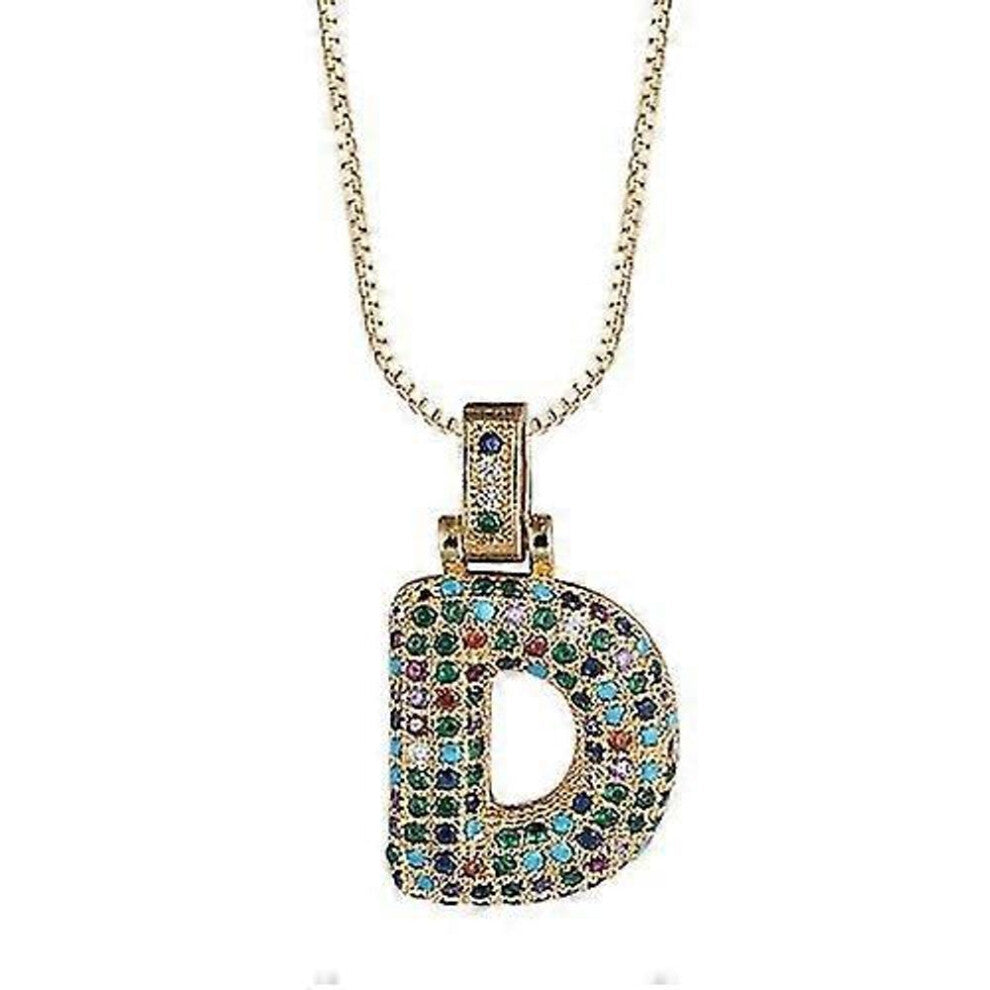 Micro-inlaid Colorful Zircon 26 English Letters Necklace(-zou
