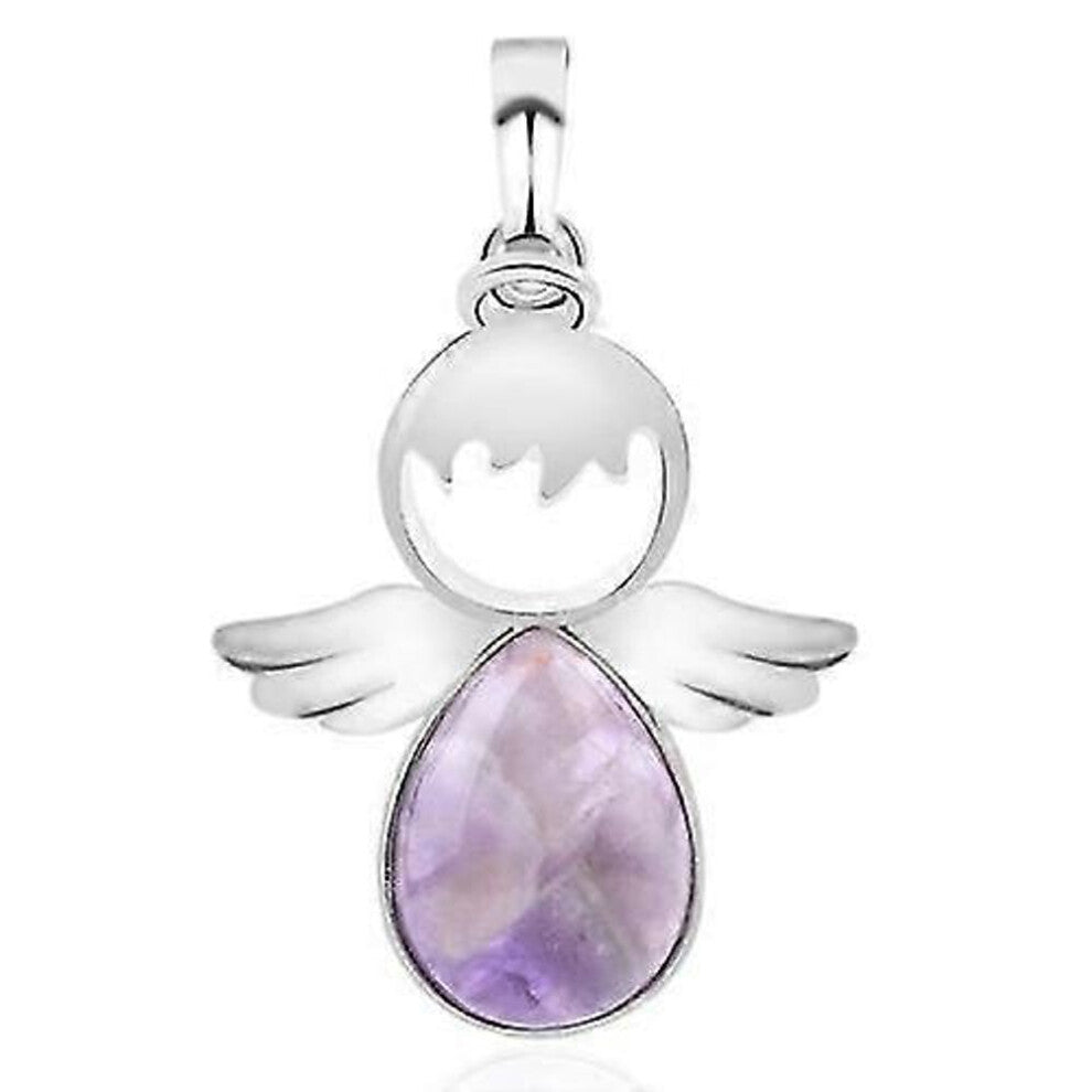 Women Angel Wings Pendants Natural Crystal Stone Necklaces-zc