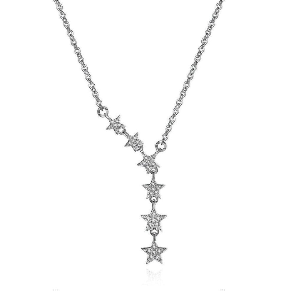 Brilliant Six-star Diamond Necklace Femininity High-end Collarbone Chain Niche Design Sense