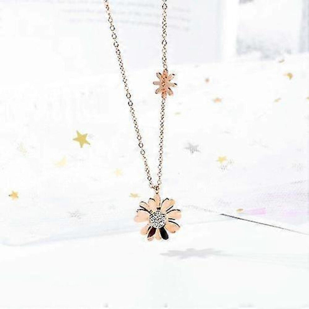 Opk 1653 Simple Clavicle Chain Small Daisy Titanium Steel Necklace(-z