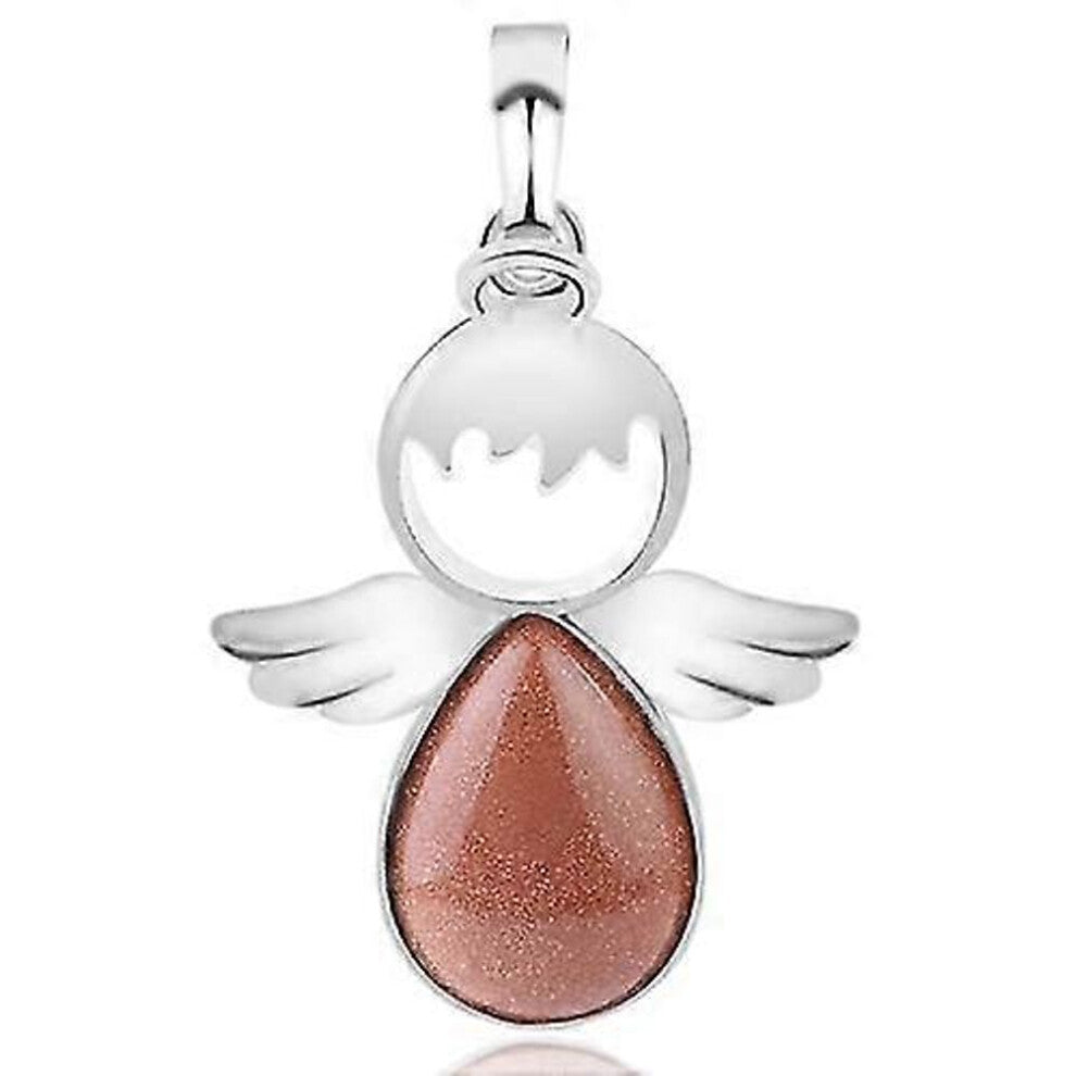 Women Angel Wings Pendants Natural Crystal Stone Necklaces(-zou