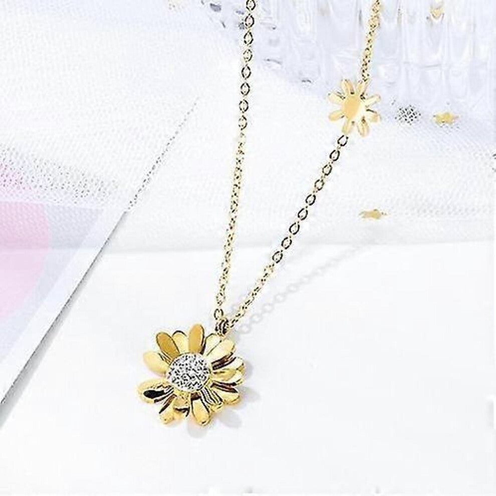 Opk 1653 Simple Clavicle Chain Small Daisy Titanium Steel Necklace-zc
