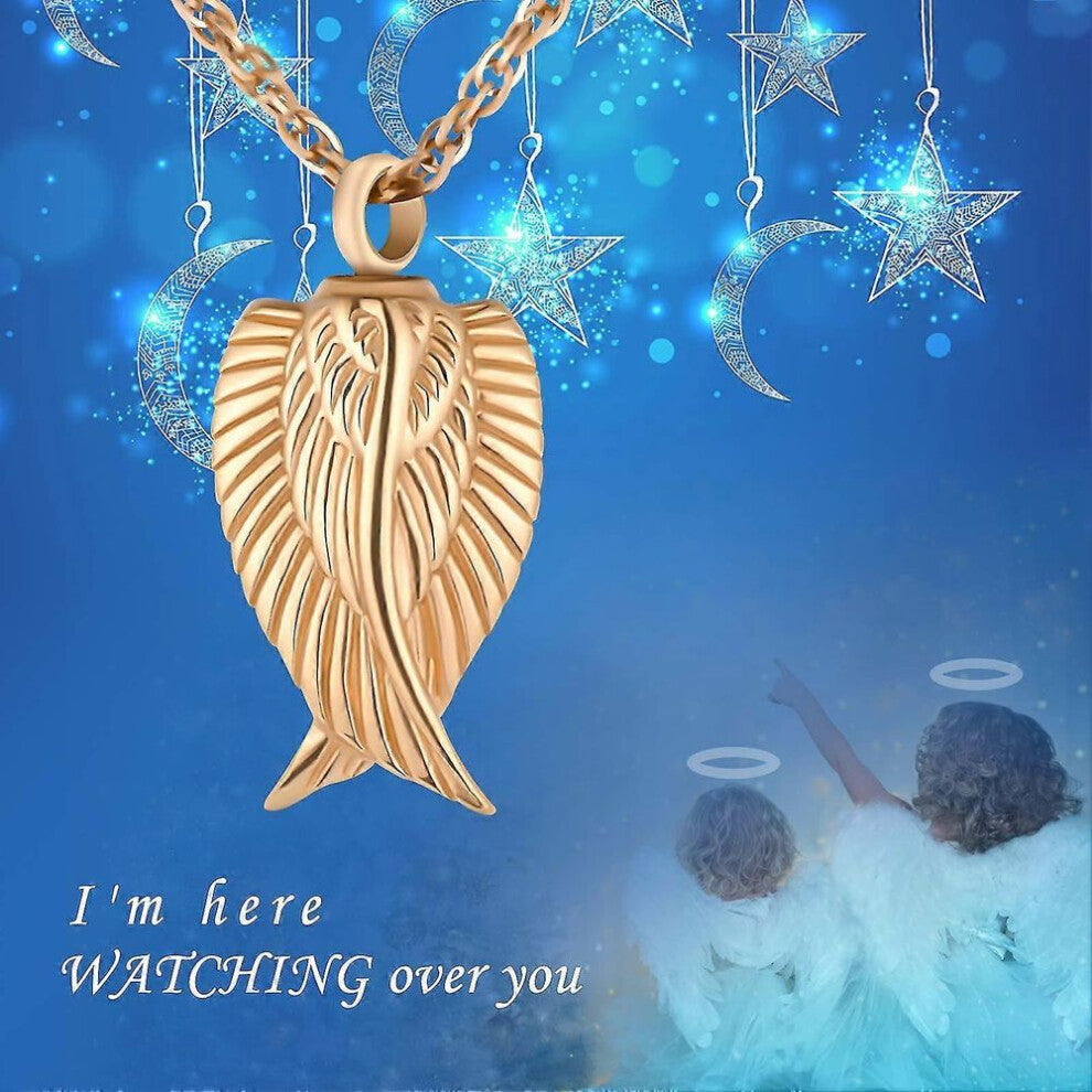 Memorial Lover Pet Remains Hair Wings Titanium Steel Urn Necklace Funeral Jewelry Pendant