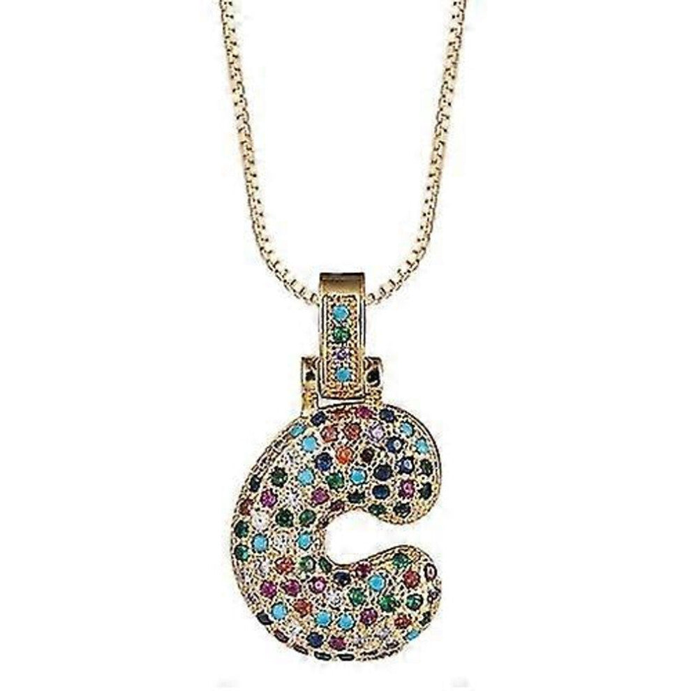 Micro-inlaid Colorful Zircon 26 English Letters Necklace(-z