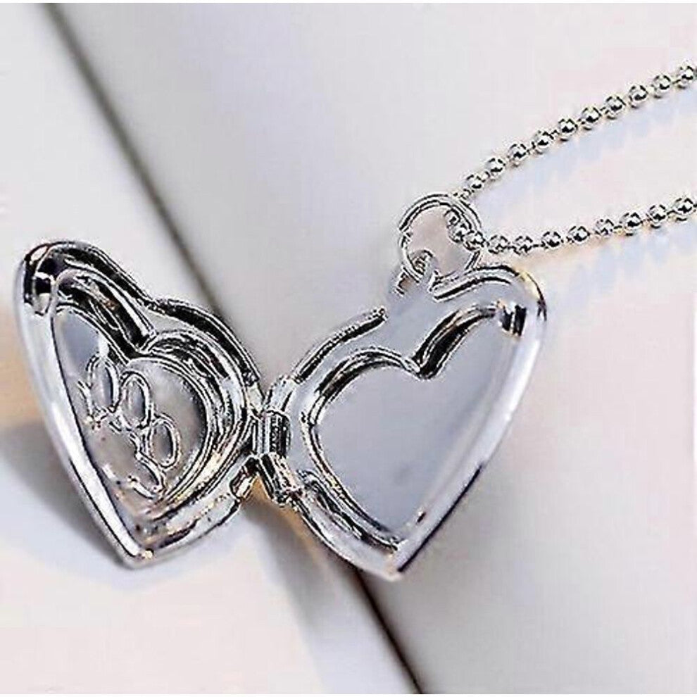 Diy Heart-shaped Photo Frame Memory Locket Pendant Necklace Jewelry(-z