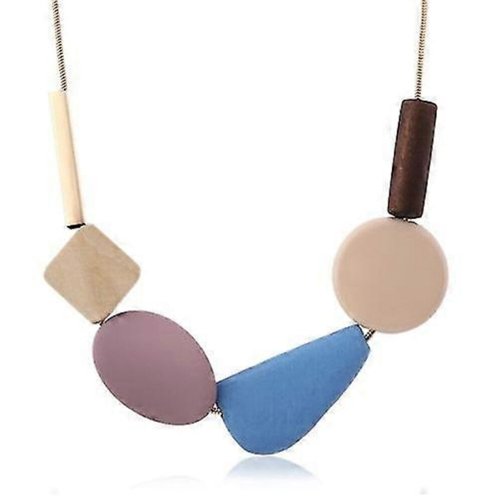 Colorful Resin Beads Statement Necklace Women Multicolor Wood Necklaces Pendants-zc