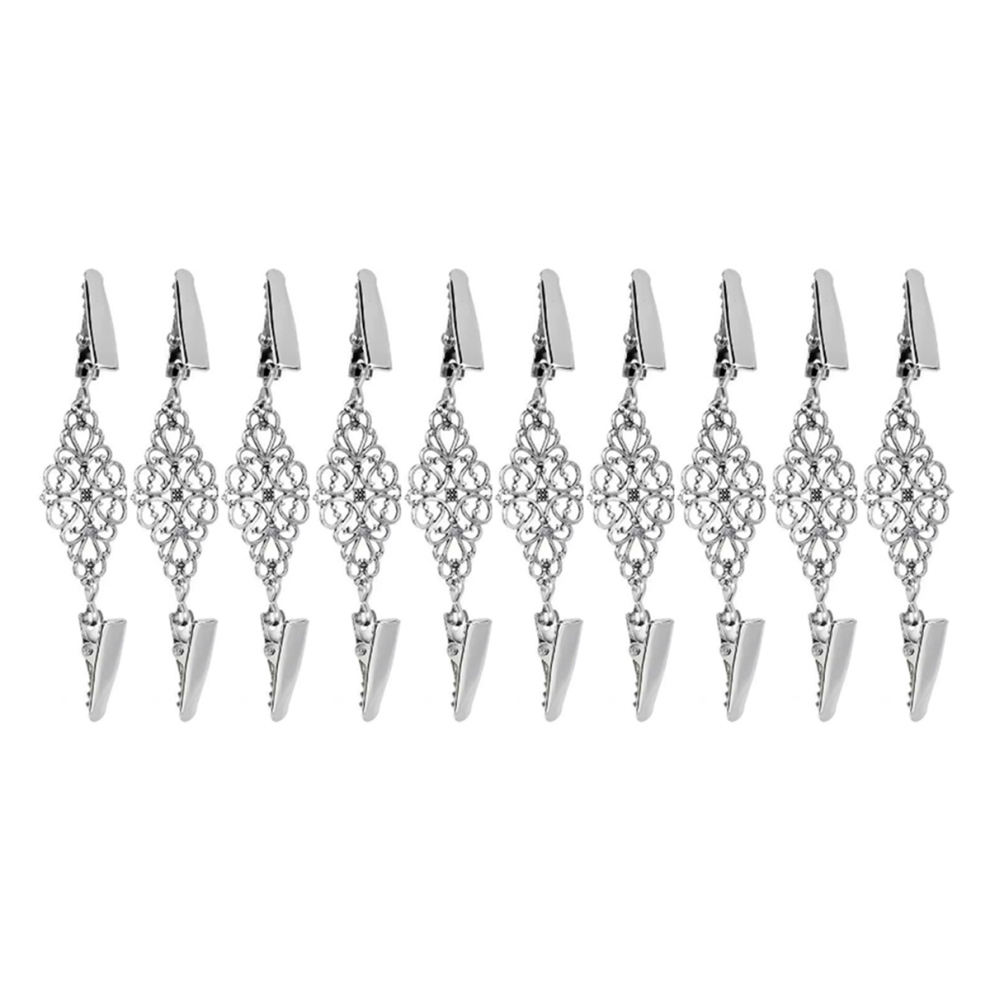 Vintage Sweater Clip Silk Scarf Button Decoration Chain Cardigan Lady Brooch Ancient Silver