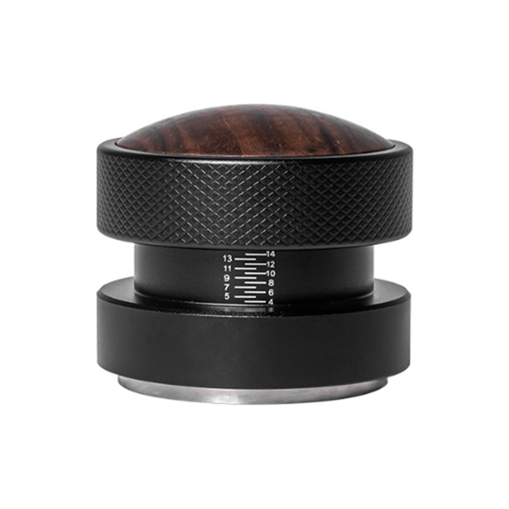 Self- Coffee Tamper Self-Adaptive Height Solid Wood Elastic Black Threaded Bottom 58.35mm