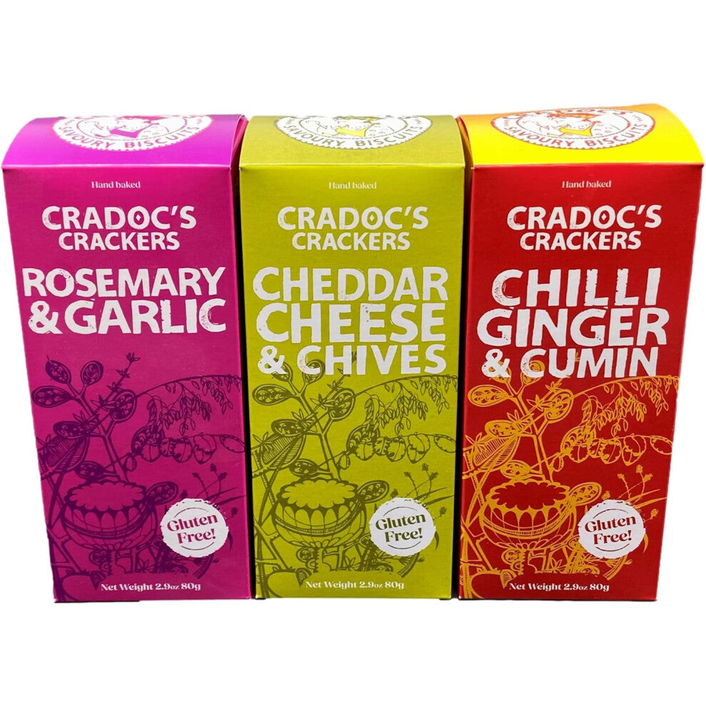 Cradoc's Gluten Free Hand Baked Crackers 3 pack from GREAT BRITISH TRADING LIMITED