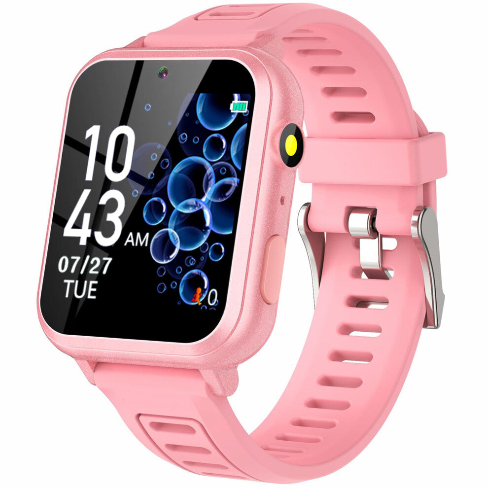 Cosjoype Kids Game Smart Watch Gift for Girls Age 6-12  24 Puzzle Games HD Touch Screen Kids Watches with Video Camera Music Player Pedometer Flashlig