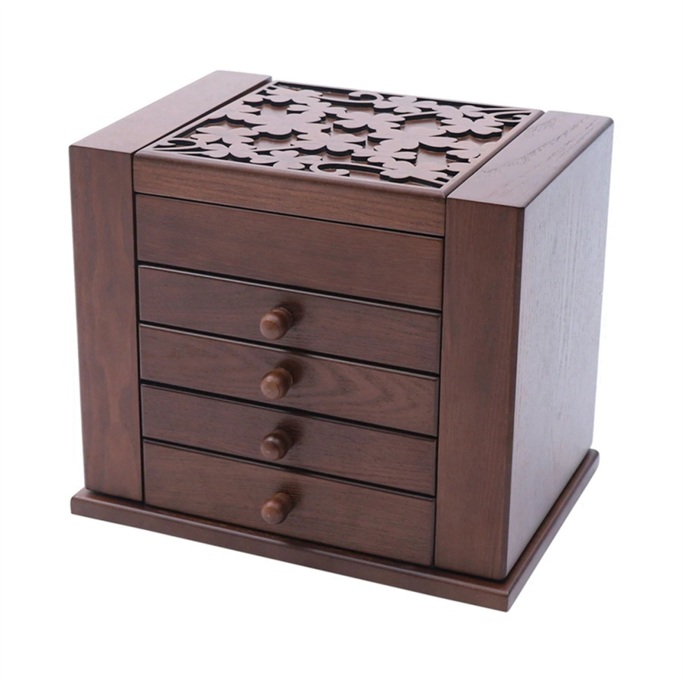 5-Layer Retro Drawer-Style Jewelry Storage Cabinet Desktop Makeup Mirror Jewelry Storage Multi-Layer Jewelry Storage Box