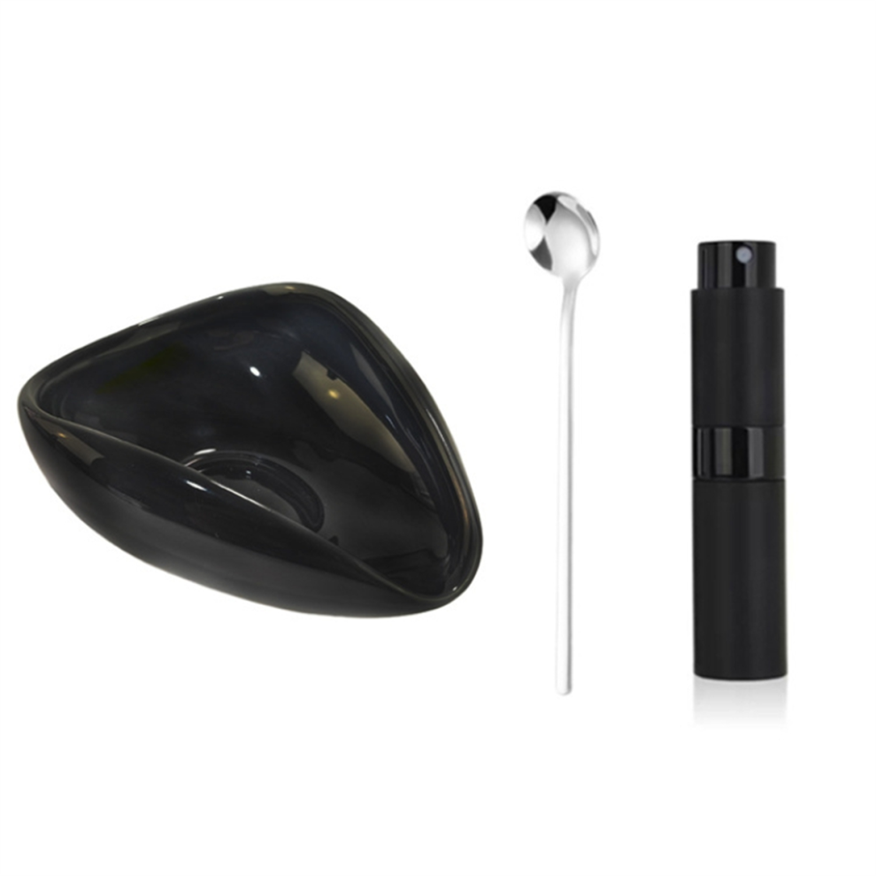 Coffee Bean Dosing Cup and RDT Bottle Spoon 3-Piece Set, Bar Accessories, Ceramic Vessels Black
