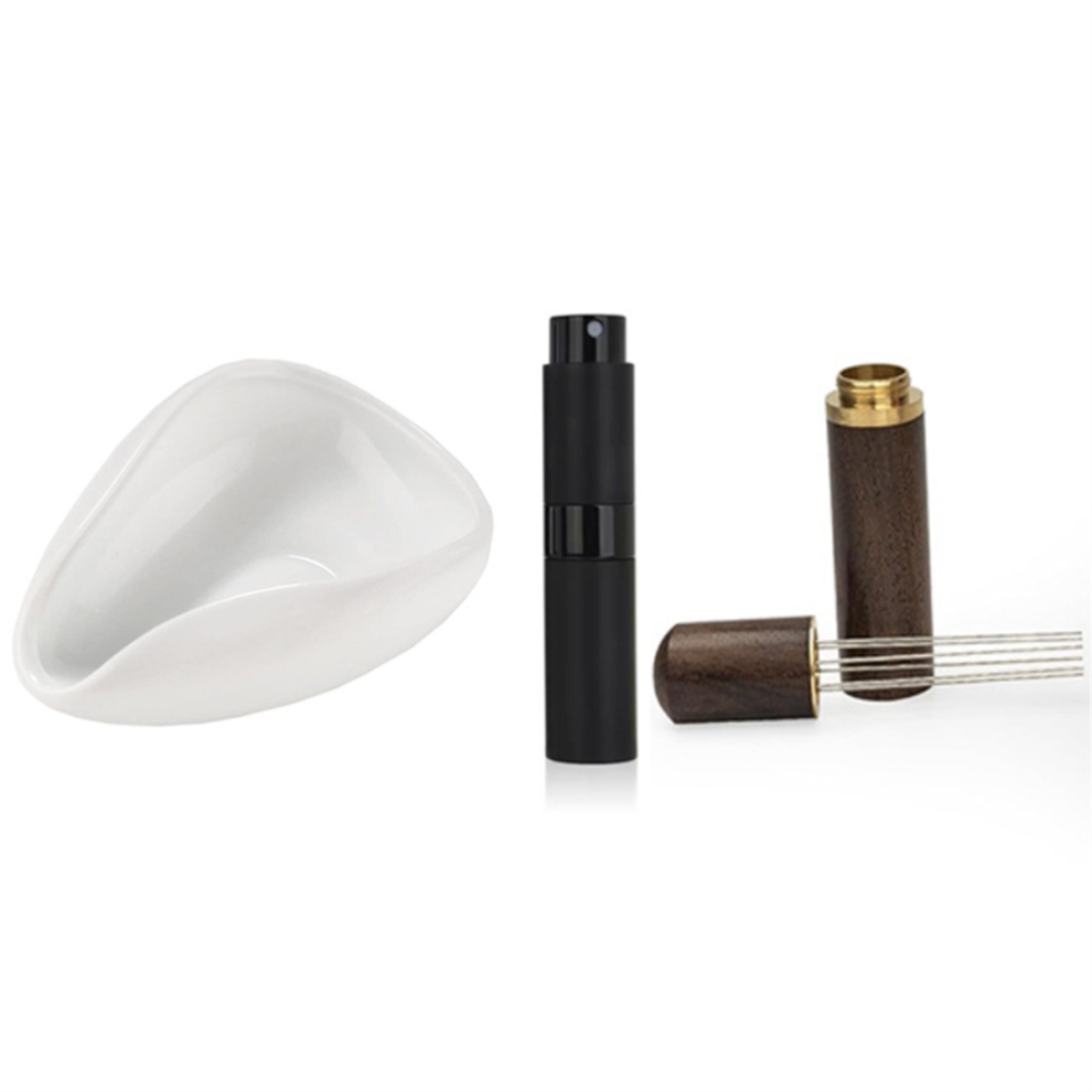 Bottle and Coffee Bean Dosing Cup WDT Tool 3-Piece Set, Ceramic Vessels Tray Kit,Coffee Bar Accessories