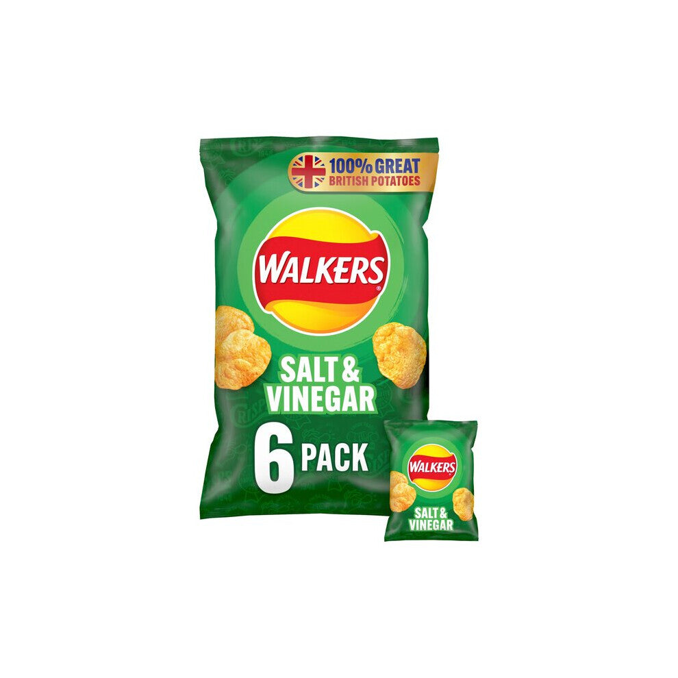 Walkers Salt & Vinegar Crisps 25g x 6 per pack - Pack of 2