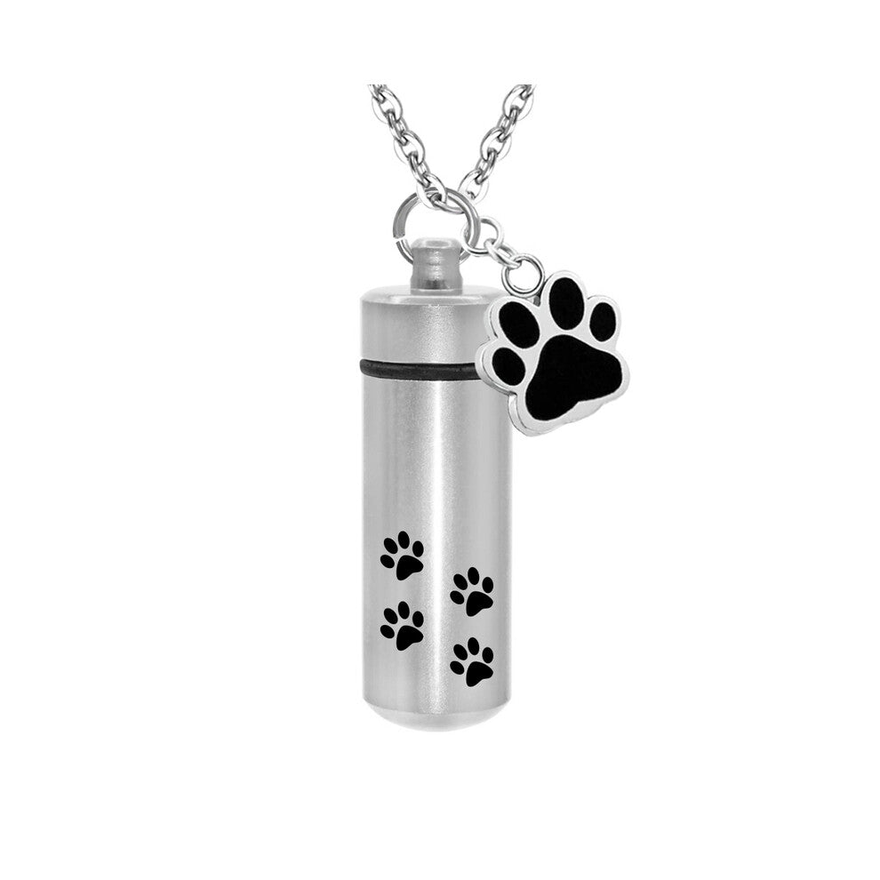 (-2)-2Lovely pet paw cylinder cremation pendant jewelry ash holder keepsake