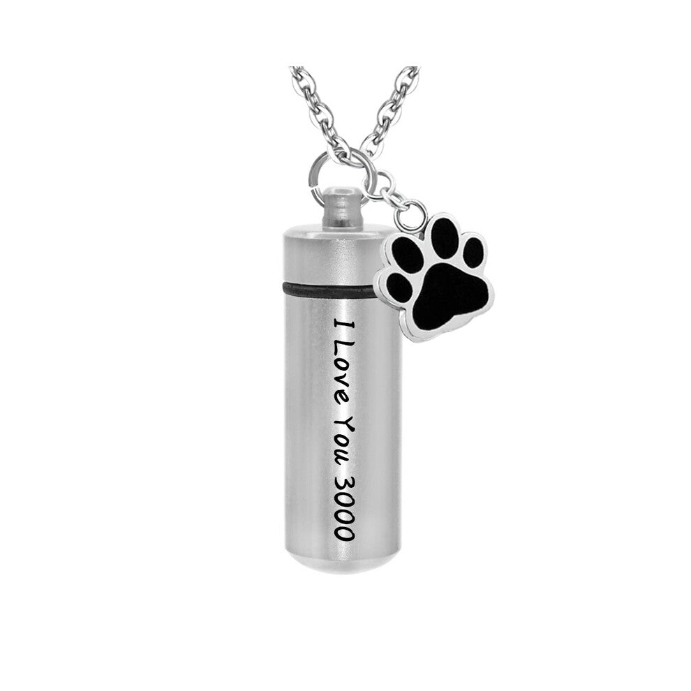 (-13)-13Lovely pet paw cylinder cremation pendant jewelry ash holder keepsake