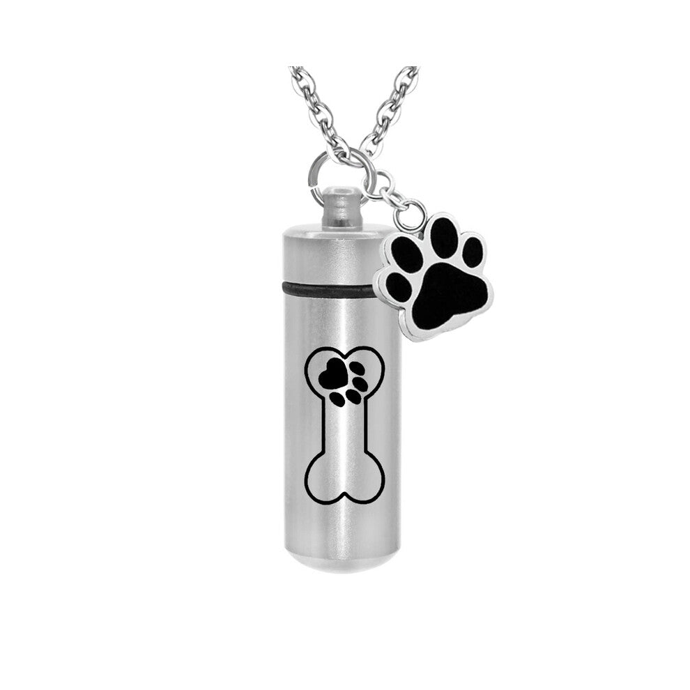 (-23)-23Lovely Pet Paw Cylinder Cremation Pendant Jewelry Ashtray Keepsake