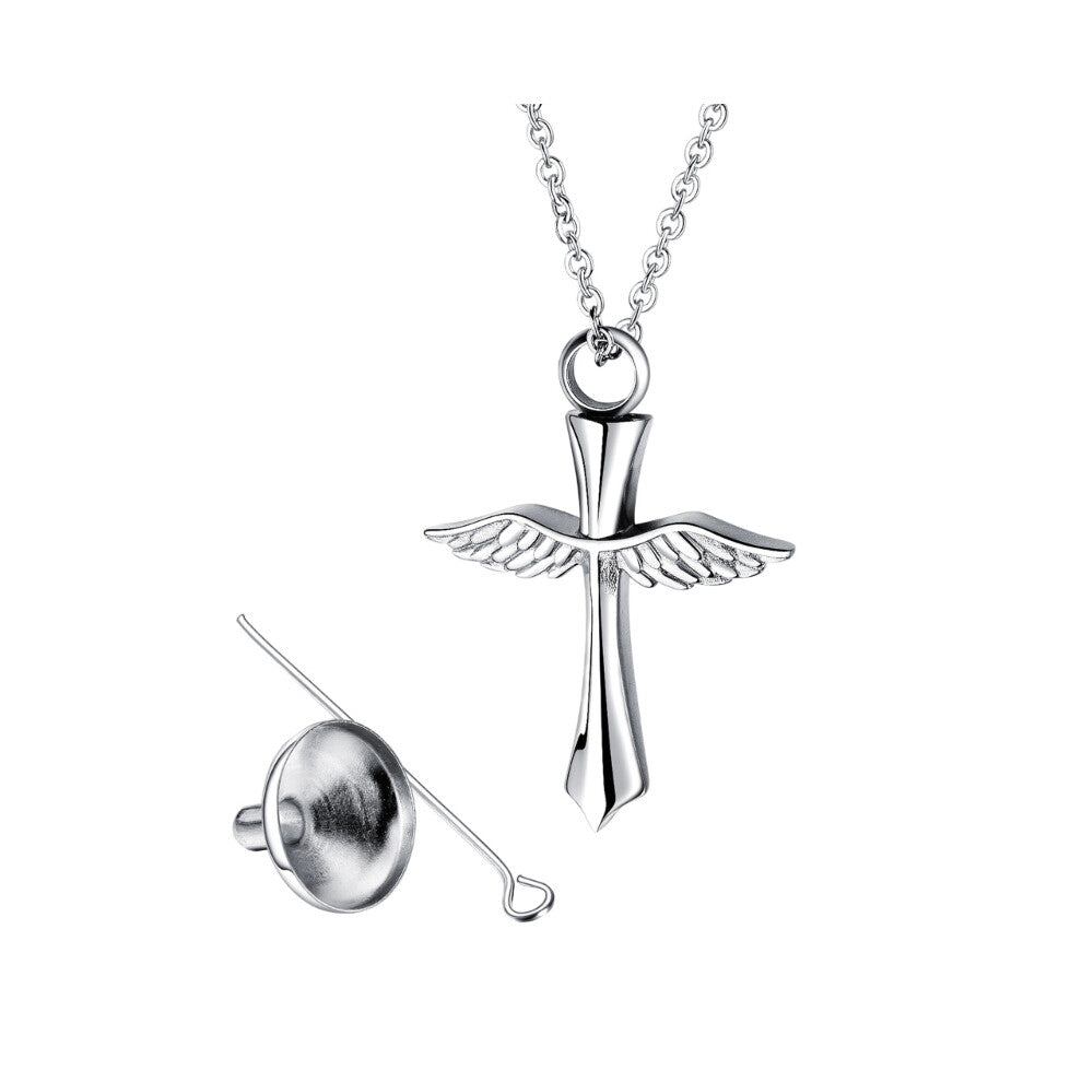 (necklace and funnel) (necklace and funnel) CrossWings cremation urn necklace for dogs electric disc