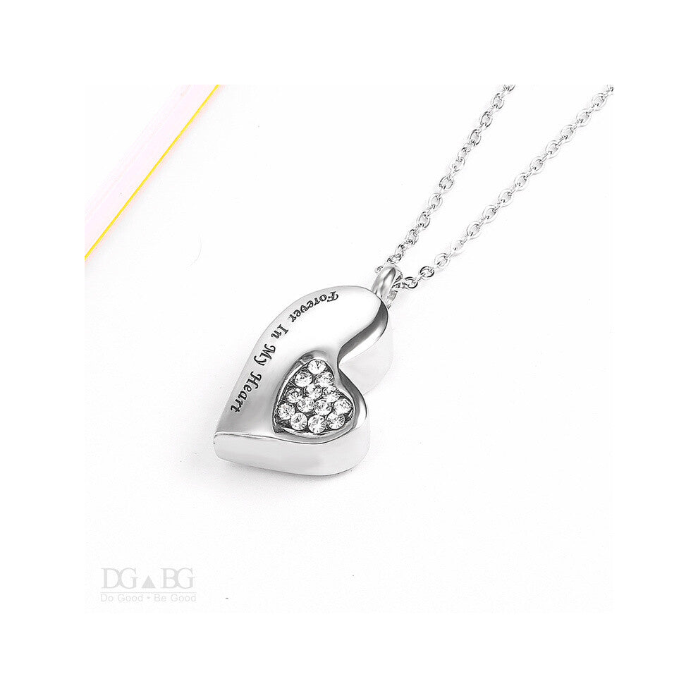 (silver heart) (Silver-colored heart) Necklace-pendant urns for cat and dog ashes in the shape of a
