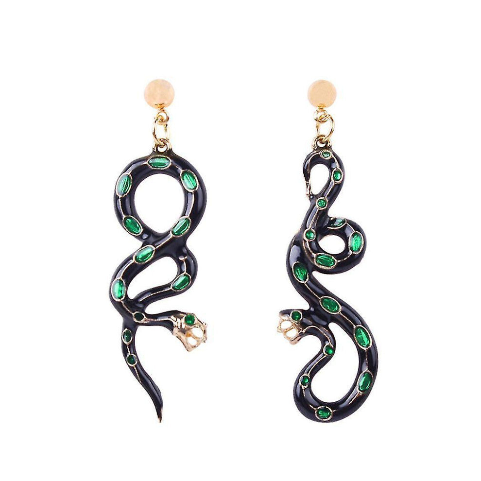 (As show, One size) Crafted elegant Earringss Snake Asymmetric Exaggerated Metal Alloy Ear Studs For Birthday Gift ES652