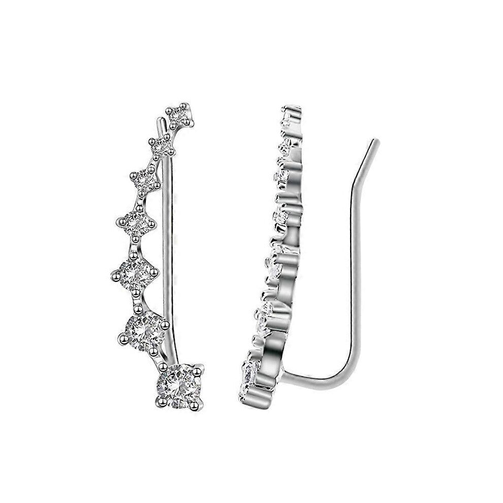 (As show, One size) Suuyar 7 Crystals Ear Cuffs Hoop S925 Sterling Silver Earrings Hypoallergenic Earring