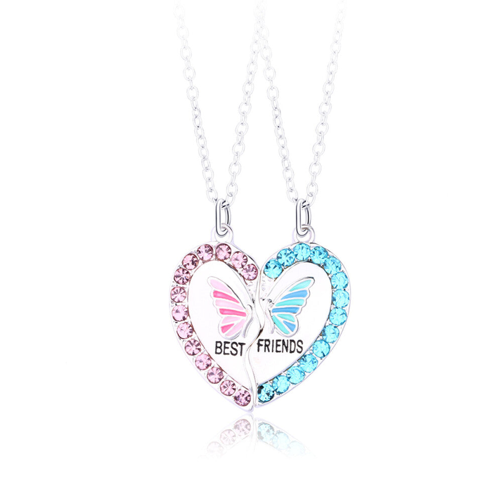 Heart puzzle necklace Friendship necklace 2 pieces Silver