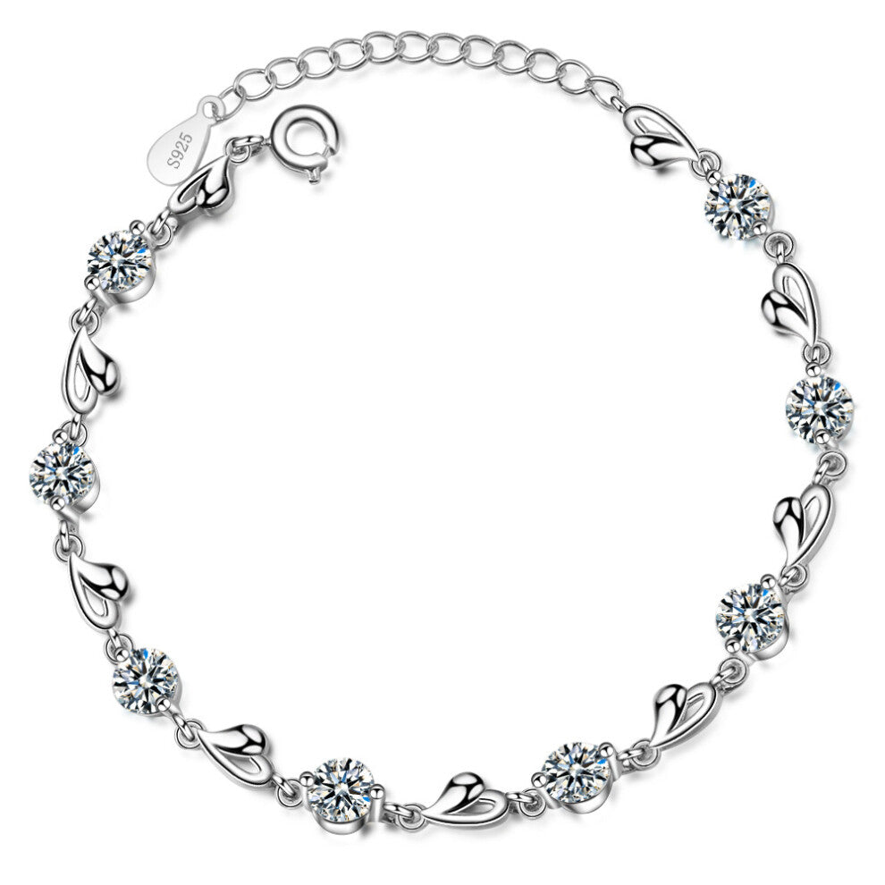 WomanBraceletSilverWithLoveBlueCrystalHeartBraceletforWomenJewelryGiftGiftChristmasforWoman