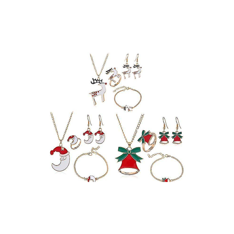 15pcs Noël Huile dégoulinante Old Man Elk Bell Boucle d'oreille Collier Bracelet（1）