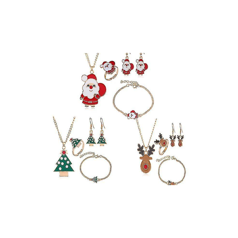 15pcs Noël Huile dégoulinante Old Man Elk Bell Boucle d'oreille Collier Bracelet（2）