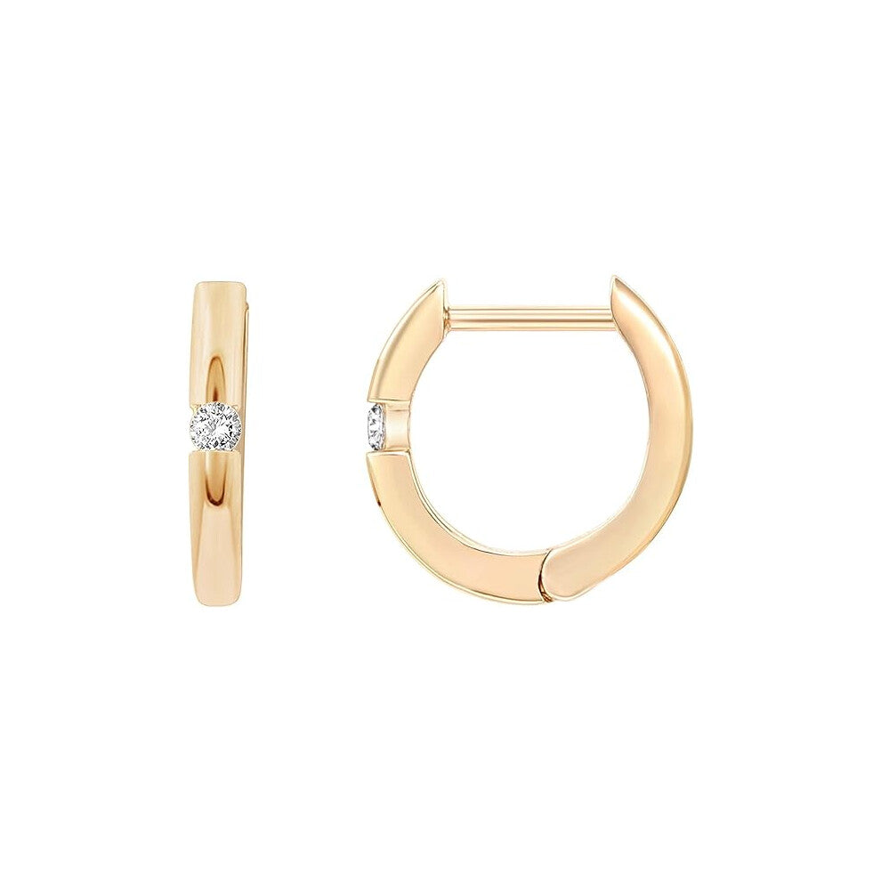 14K Gold Plated 925 Sterling Silver Post Ultra Thick Huggie Earring | Women's Mini Hoop Earrings | Gold Plated Small Hoops