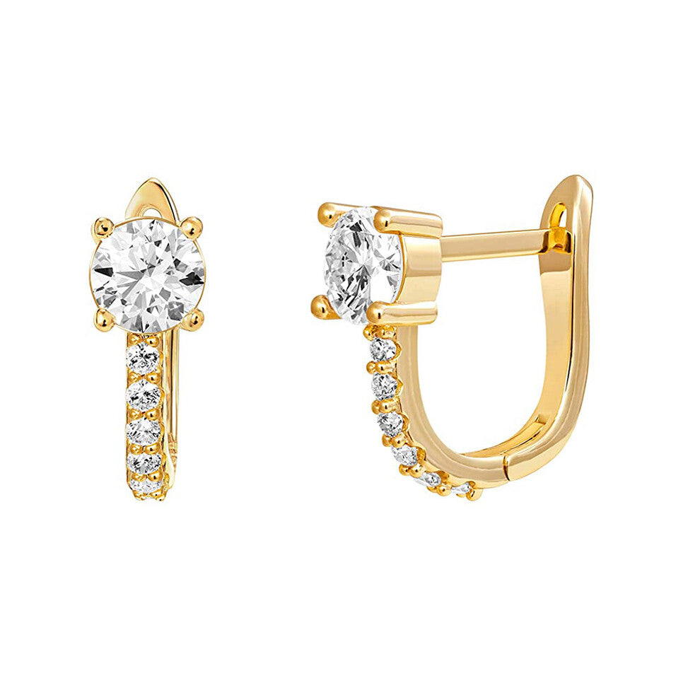 Gold Plated 925 Sterling Silver Post Ultra Thick Huggie Earring | Women's Mini Hoop Earrings | Gold Plated Small Hoops