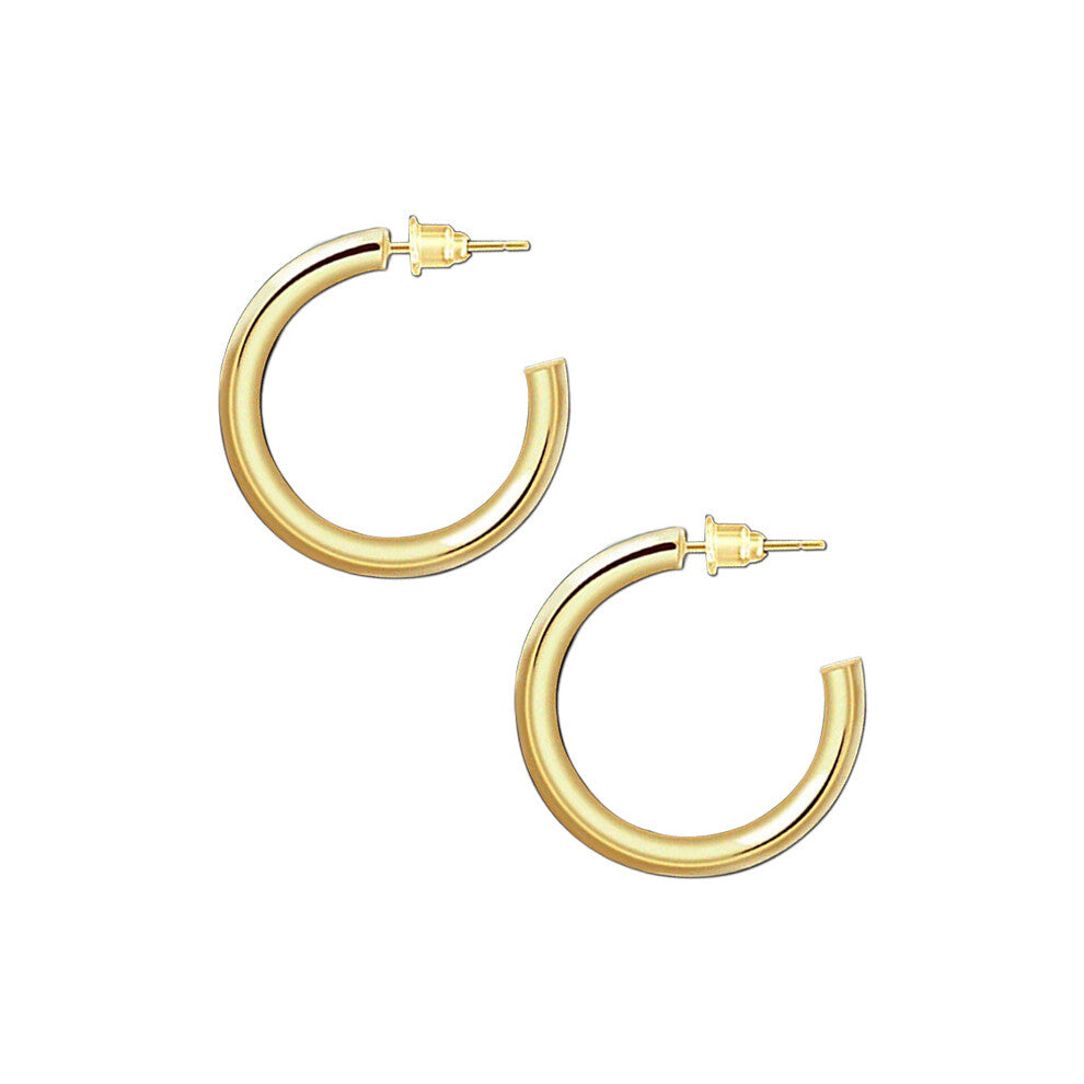 14K European and American Glossy Gold 14K Hoop Brass Earrings Go