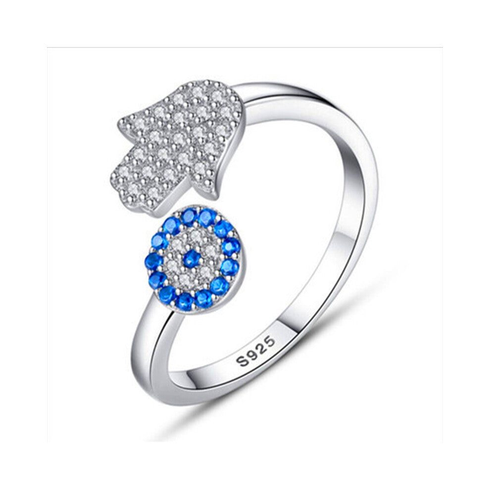 Cubic zirconia open ring women's ring 1 piece, silver engagement ring