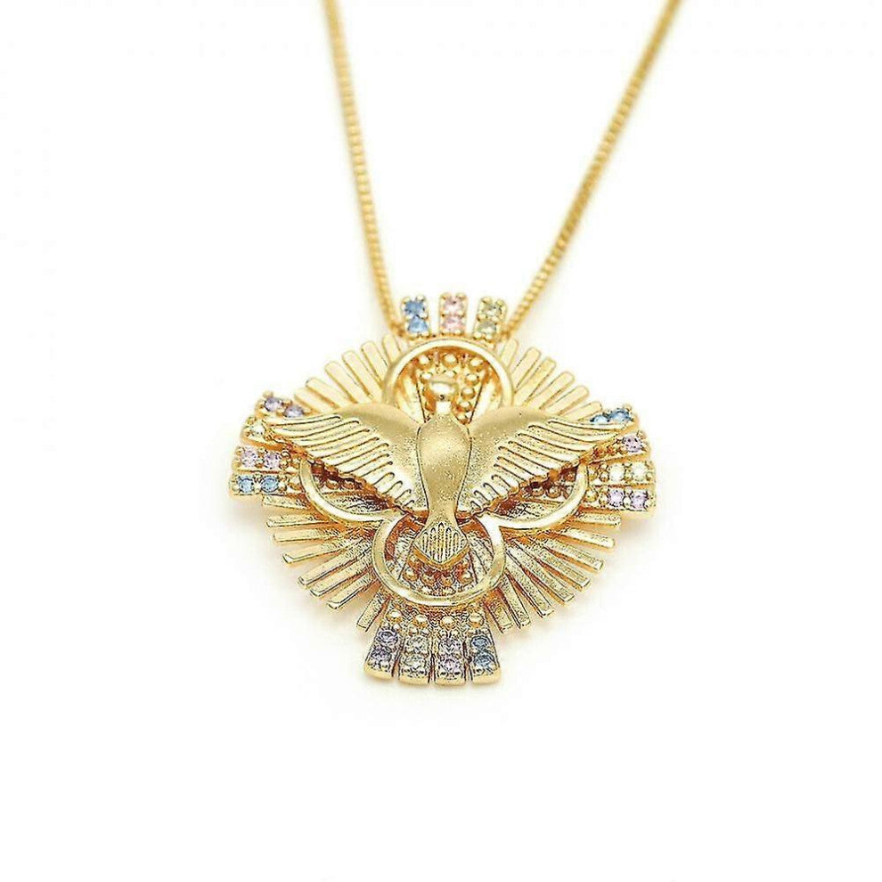 (As show, One size) Women's style zircon inlaid wing necklace_Gift Of G