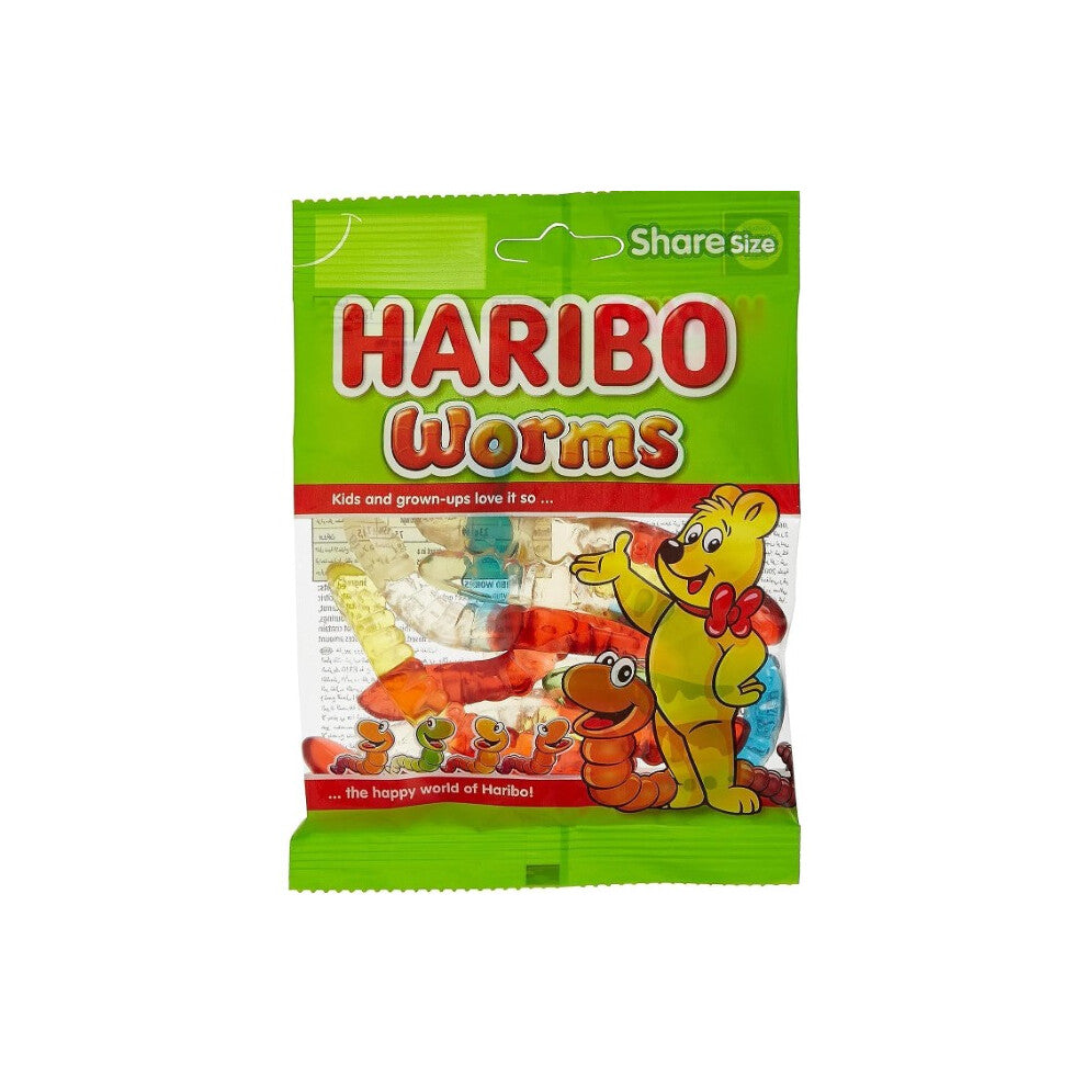 HARIBO Worms Fruit Flavour Jelly Candy 5 x 80g