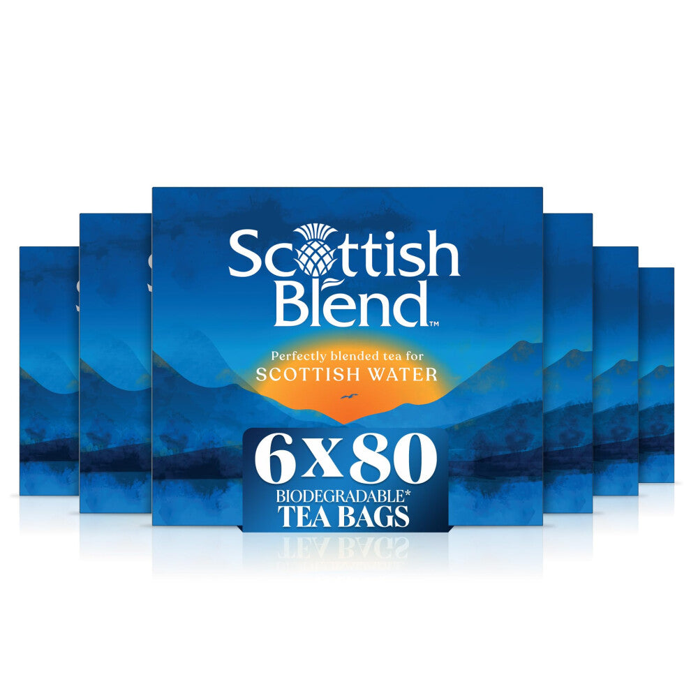 Scottish Blend | Black Tea Bags | Perfectly Blended Tea For Scottish Water | 6 x 80 Tea Bags | 480 Plant Based Biodegradable Teabags