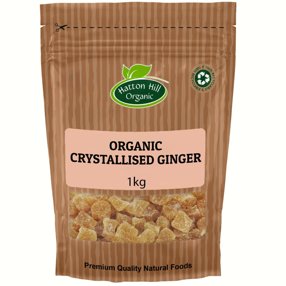Organic Crystallised Ginger 1kg by Hatton Hill Organic | A Zesty Fusion of Sweetness and Health