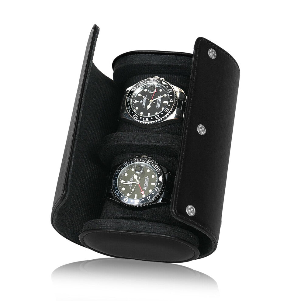 SYENS Real Genuine Leather Watch Roll Travel Case 2 Watches Carrying Box, Suitable for all Watches and Smartwatches under 55 mm Storage Organiser for