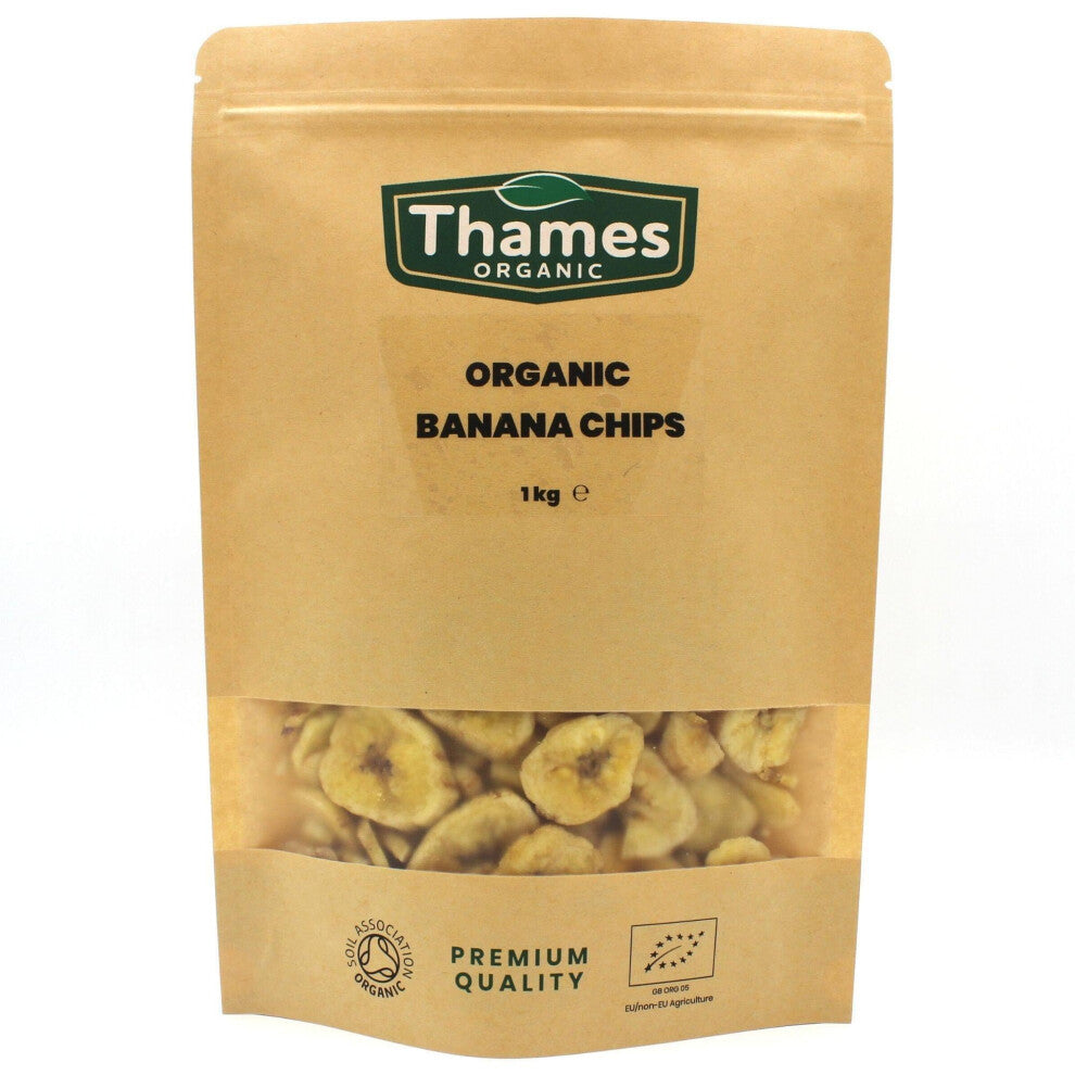 Thames Organic's Organic Banana Chips: Premium, Sustainable Snack - Naturally Sweet & Crunchy - Perfect for Vegans & Vegetarians! 1 kg
