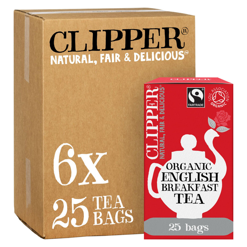 Fairtrade Organic English Breakfast Tea Bags | Black Tea Bags | Natural, Unbleached, Plant-Based Biodegradable & Sustainable Teabags | Eco Conscious,