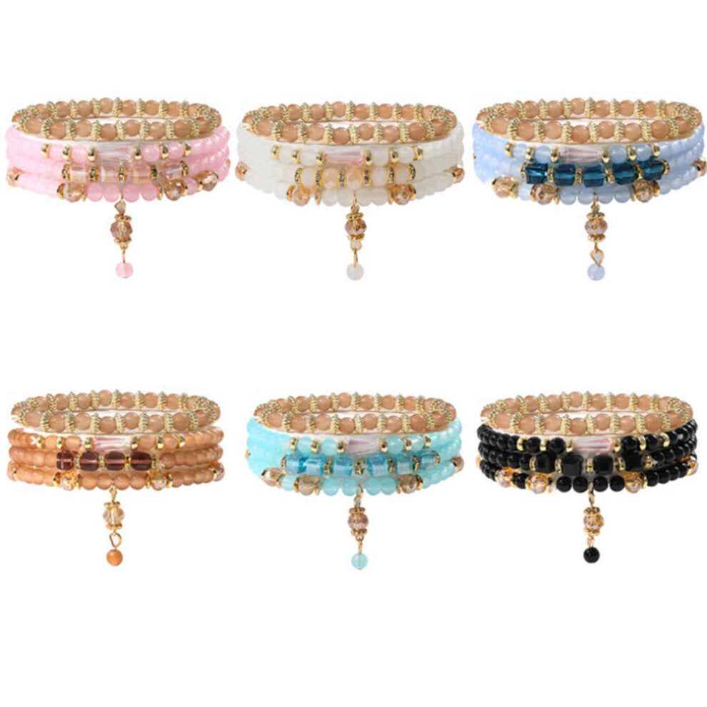Personalized And Fashionable Tassel Bracelet, Multi-Layer Stacked Acrylic Round Bead Bead Elastic Bracelet Blind Box