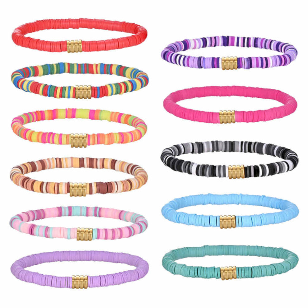Colorful Soft Pottery Beach Bracelet Bohemian Style Elastic Bracelet Blind Box